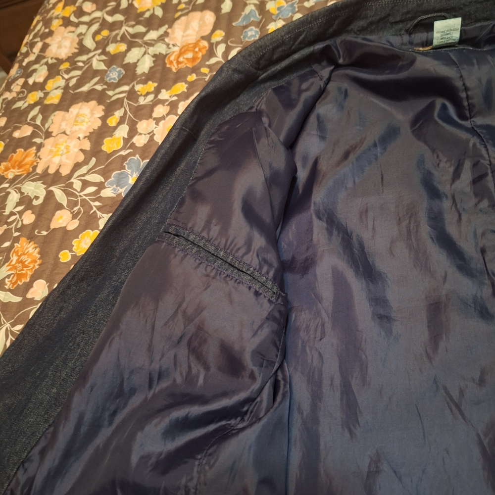 Haband Travelers 100% Cotton Dark Blue Denim Jacket Blazer - Picture 9 of 12